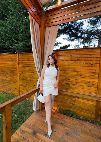 Beyaz Mini elbise abiye nikah - Görsel 2