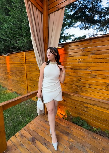 Beyaz Mini elbise abiye nikah - Görsel 3