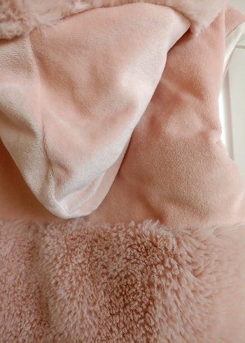 18-24 Ay Beden pembe Renk Kız Çocuk Pembe Kürklü Fermuarlı Yelek
