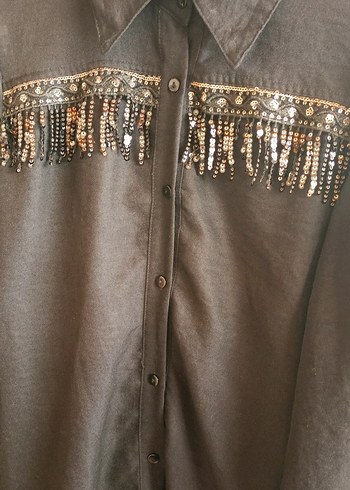 m Beden siyah Renk Düğmeli Siyah Gotik Kadın Gömlek