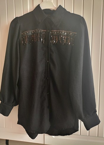 Düğmeli Siyah Gotik Kadın Gömlek