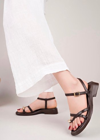 Diğer Diger Kahverengi Minimalist Stiletto Topuklu Sandalet
