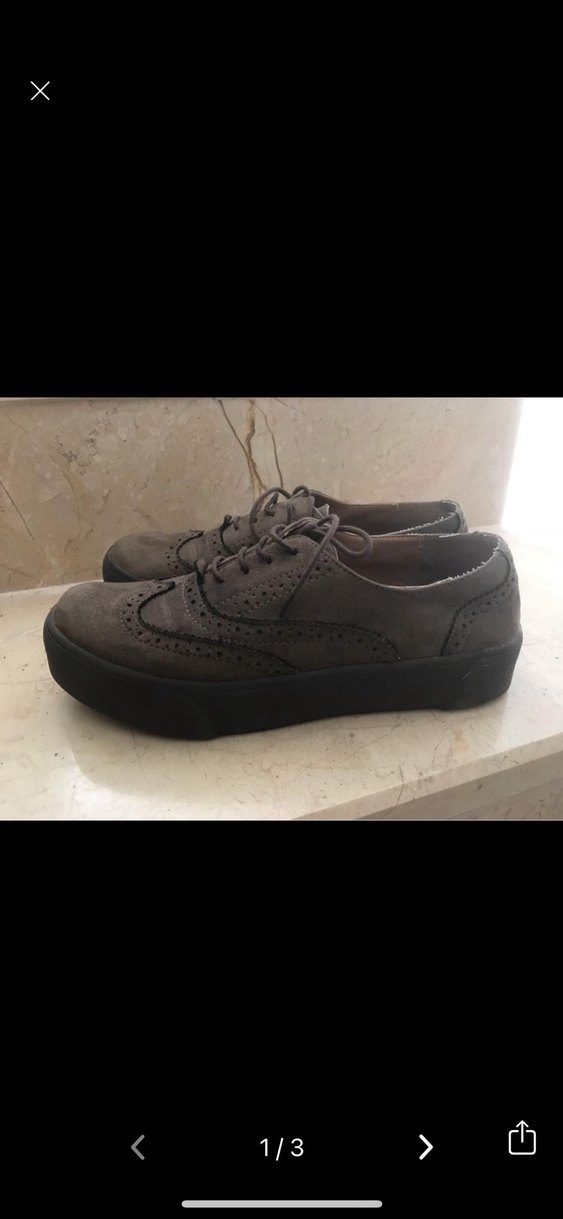 Kahve Süet bayan kalın topuk Ayakkabı - Görsel 3