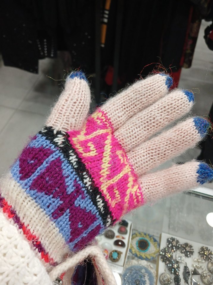 Renkli Bohem Örgü Kadın Eldivenleri - Görsel 2