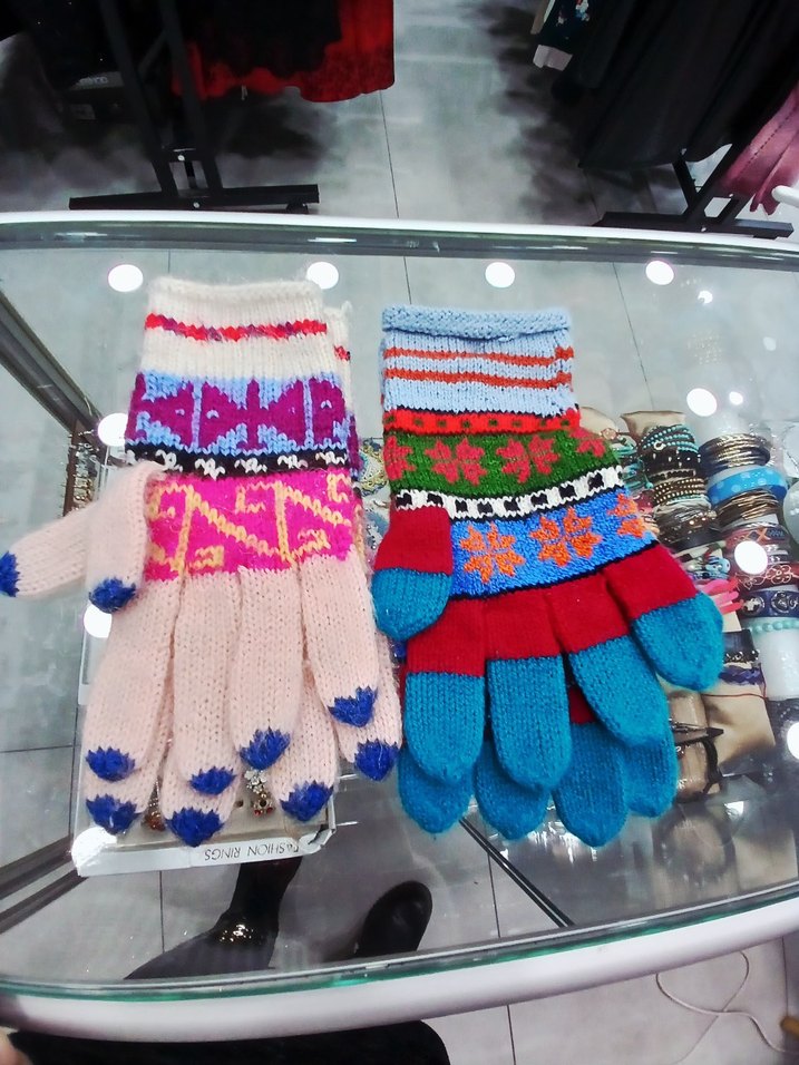 Renkli Bohem Örgü Kadın Eldivenleri - Görsel 5