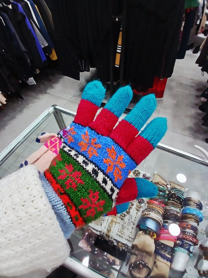 Renkli Bohem Örgü Kadın Eldivenleri - Görsel 4