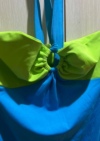 Renkli Mavi Kadın Midi Elbise - Görsel 2