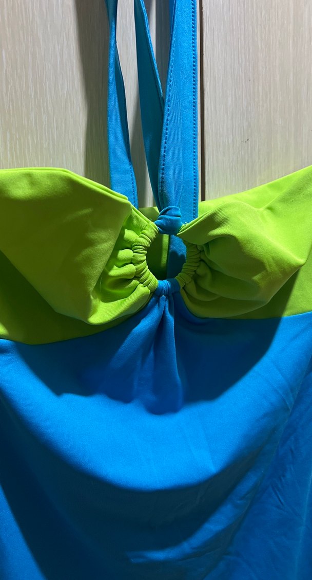 Renkli Mavi Kadın Midi Elbise - Görsel 2