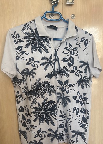 Gri Desenli Kısa Kollu Polo Tişört