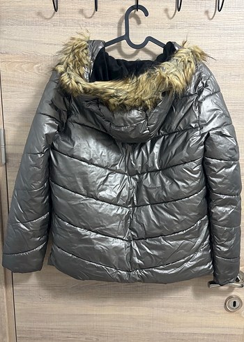 Kadın Gri Kürklü Kışlık Mont - Görsel 2