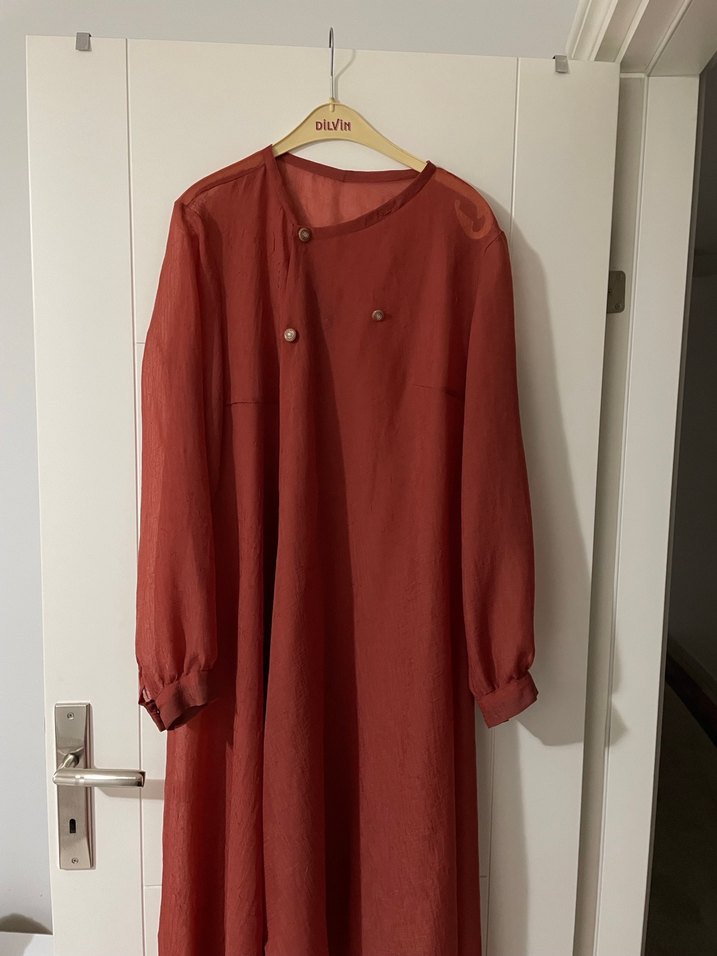 Uzun Kırmızı Bohem Kadın Kimono - Görsel 2