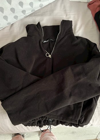 Diğer Yarım Fermuarlı Siyah Kadın Sweatshirt