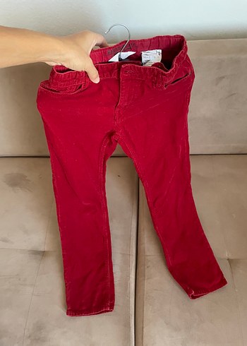 Düğmeli Kırmızı Erkek Süet Pantolon