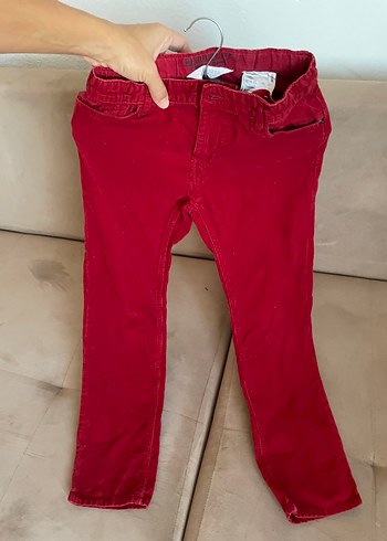 H&M Düğmeli Kırmızı Erkek Süet Pantolon