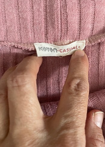 Koton Pembe Uzun Kollu Kayık Yaka Triko Kazak