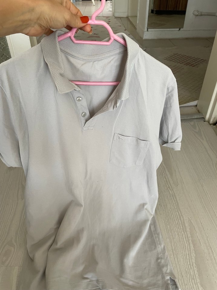 Gri Erkek Polo Yaka Kısa Kollu Tişört - Görsel 2