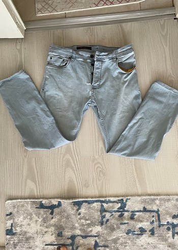Gri Düğmeli Erkek Denim Pantolon - Görsel 2
