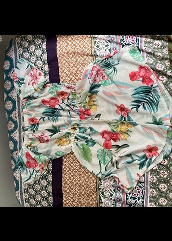 l Beden çeşitli Renk Çiçek Desenli Mini Straplez kimono
