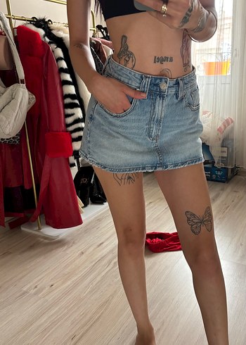 stradivarius d62 Denim Mini Etek