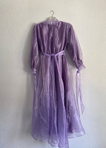 Mor Uzun Drapeli Kadın Elbise - Görsel 2