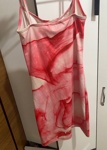 Pembe Batik Desenli Mini Elbise - Görsel 3