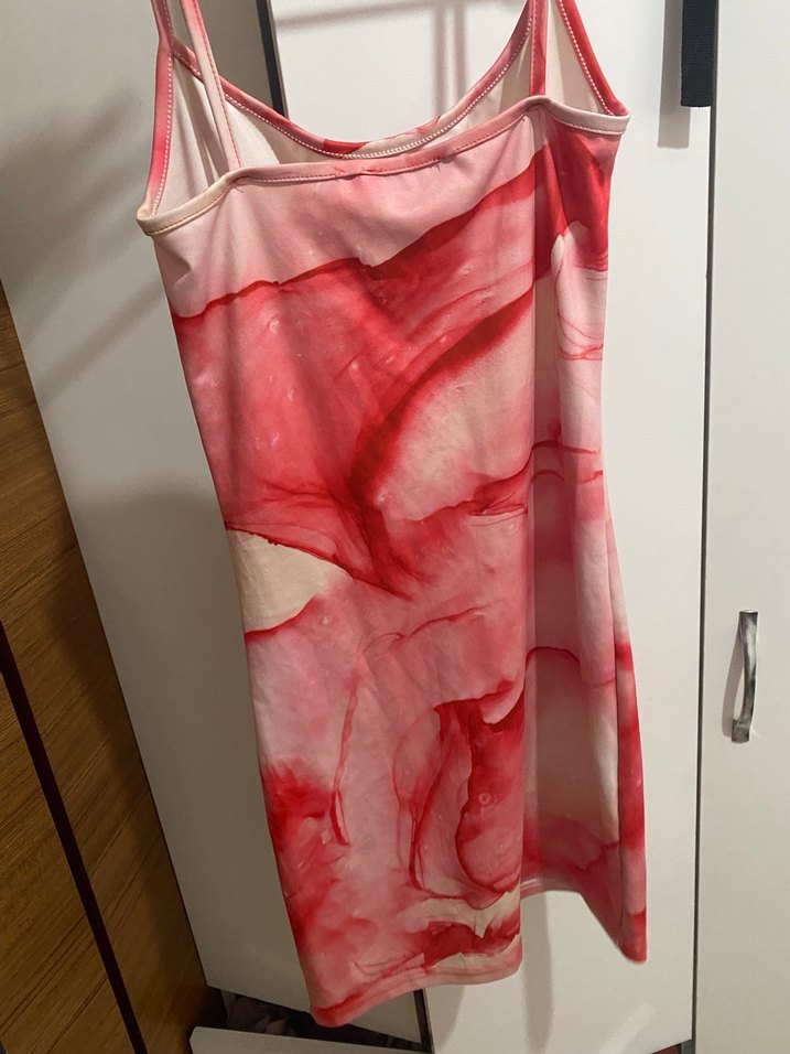 Pembe Batik Desenli Mini Elbise - Görsel 3