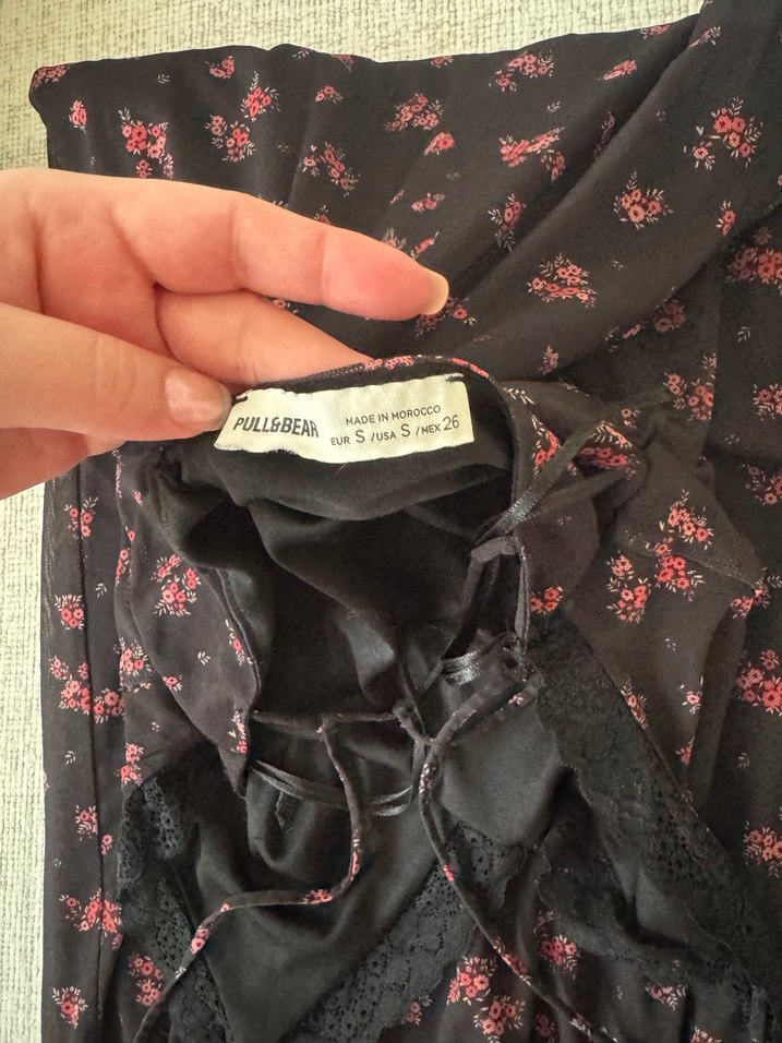 Çiçek Desenli Siyah Uzun Hamile Geceliği - Görsel 4