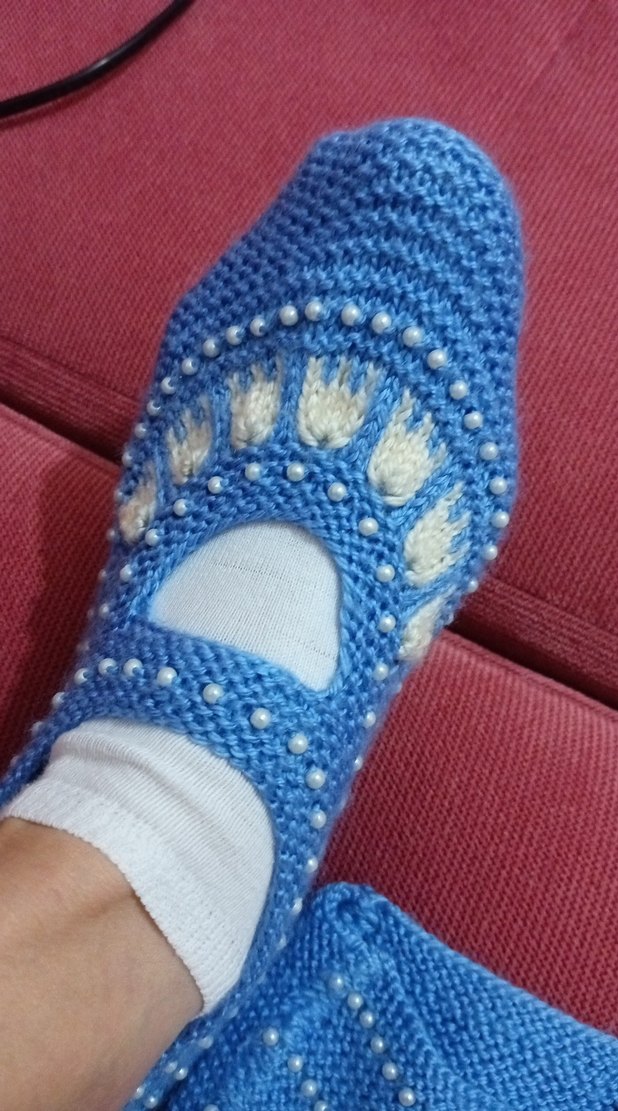 Nakışlı Mavi Örgü - Görsel 2