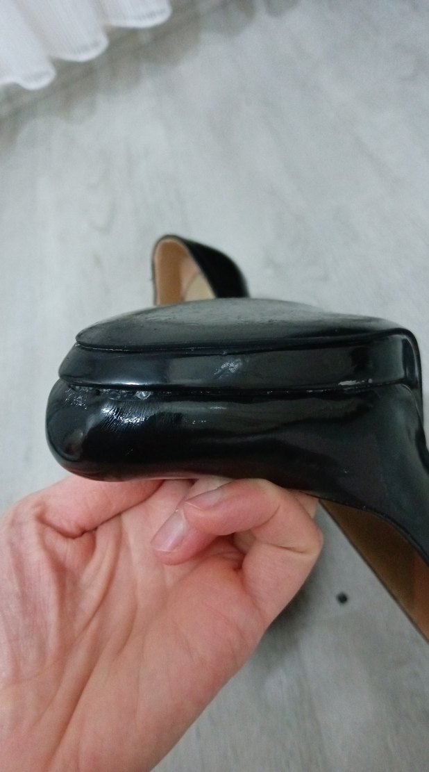 Parlak Siyah Yılan Desenli Stiletto Topuklu - Görsel 5