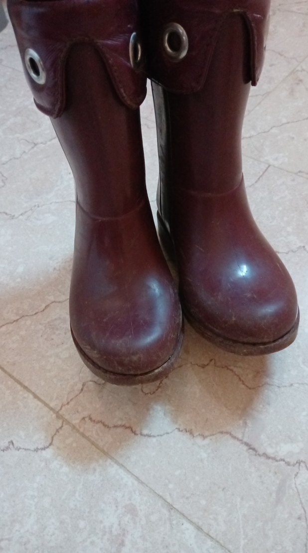 Bordo Kız Deri Botlar Tokalı - Görsel 2