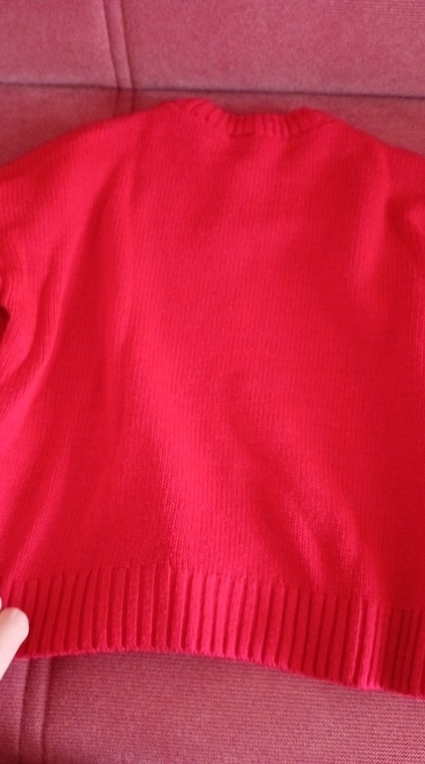 Kırmızı Nakışlı Triko Kadın Kazak - Görsel 4