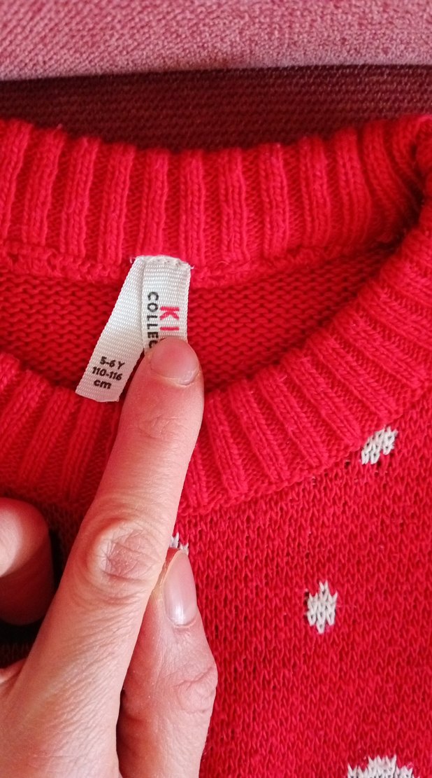 Kırmızı Nakışlı Triko Kadın Kazak - Görsel 2