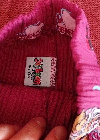 Pembe Baskılı Kız Çocuk Pileli Tayt - Görsel 2