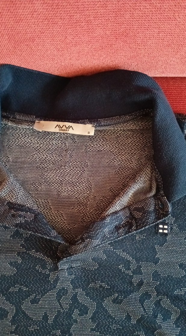 Mavi Gri Desenli Kısa Kollu Polo Tişört - Görsel 2