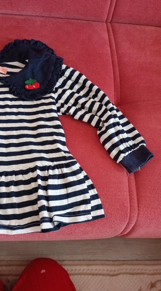 Uzun Kollu Fırfırlı Kız Çocuk Elbisesi - Görsel 3