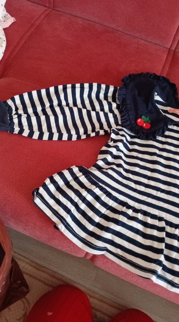 Uzun Kollu Fırfırlı Kız Çocuk Elbisesi - Görsel 2