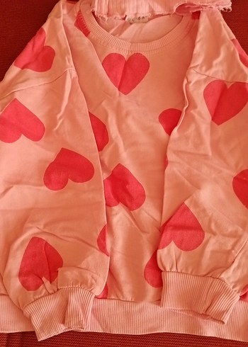 Kız Çocuk Pembe Kalp Desenli pijama - Görsel 2