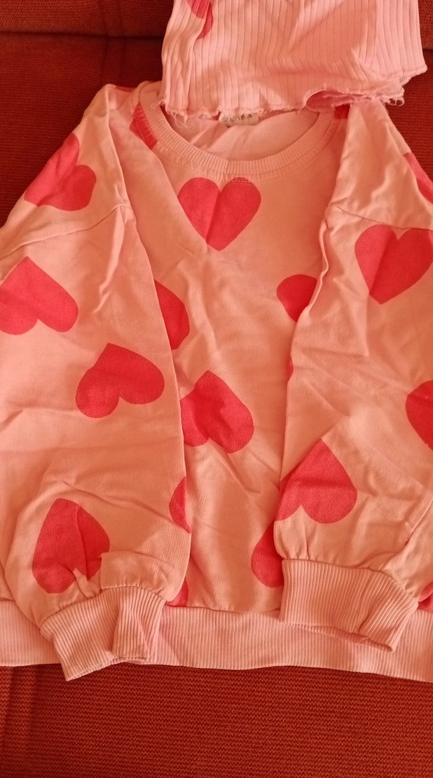 Kız Çocuk Pembe Kalp Desenli pijama - Görsel 2