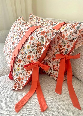 Çiçek Desenli Renkli Yastık Kılıfı bağlamalı - Görsel 2