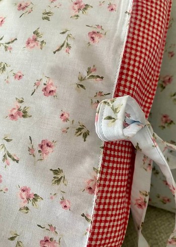 Çiçekli Gri Yastık Kılıfı Seti Bağlamalı - Görsel 6