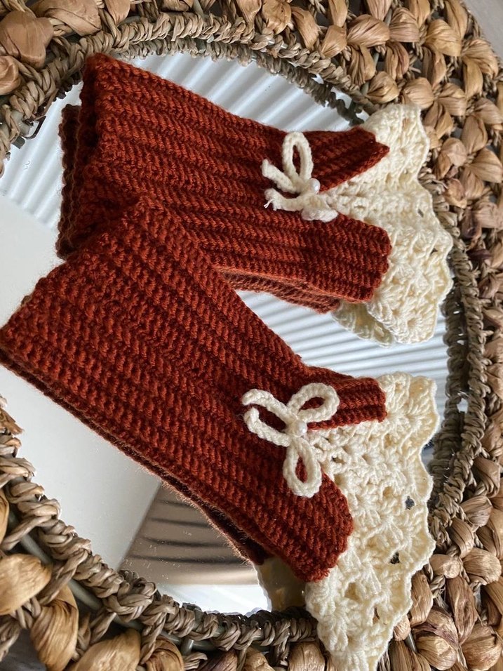 Vintage Bohem Örgü Kadın Eldiveni - Görsel 3