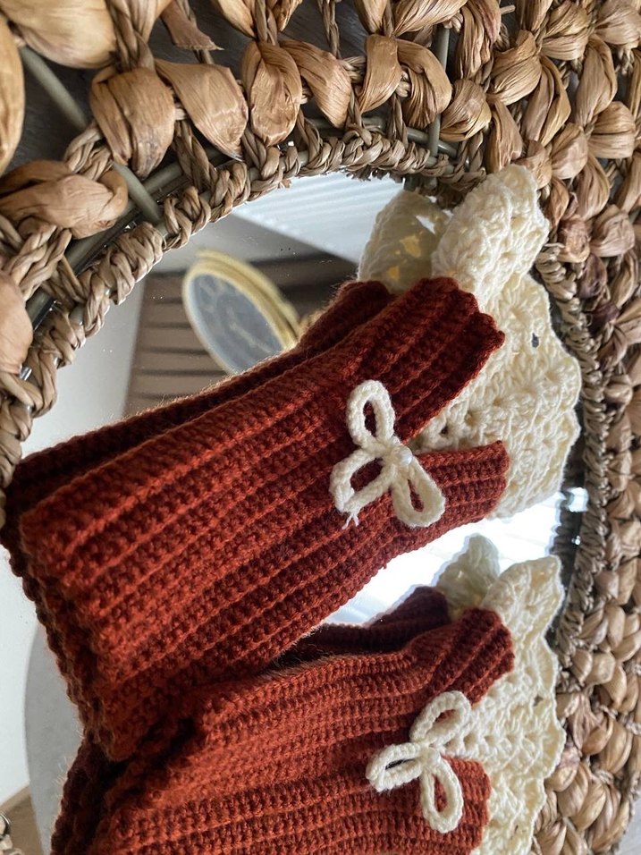 Vintage Bohem Örgü Kadın Eldiveni - Görsel 4