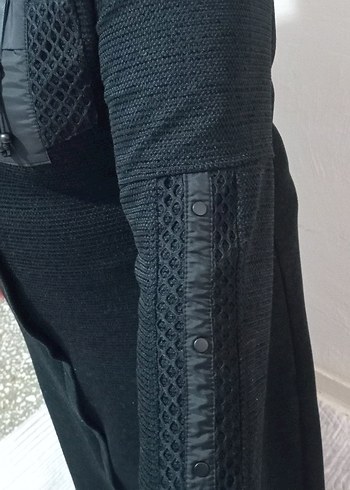 fermuarlı Siyah Kadın Uzun Yün Kaban - Görsel 2