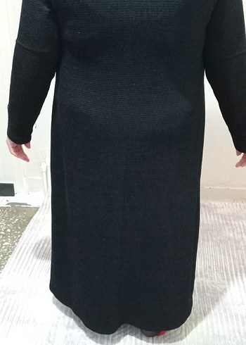 fermuarlı Siyah Kadın Uzun Yün Kaban - Görsel 3