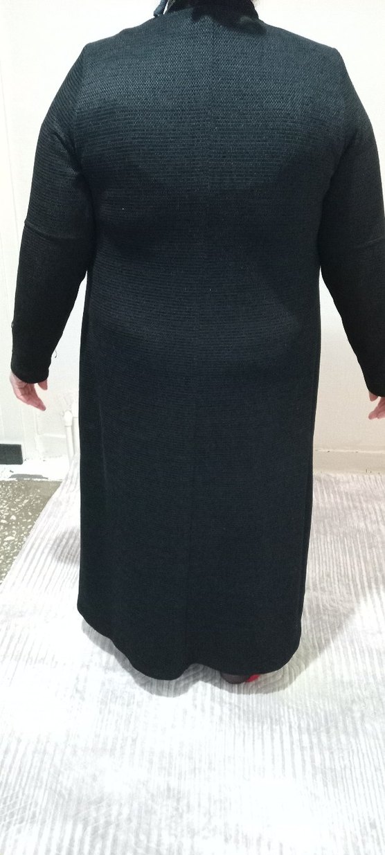 fermuarlı Siyah Kadın Uzun Yün Kaban - Görsel 3