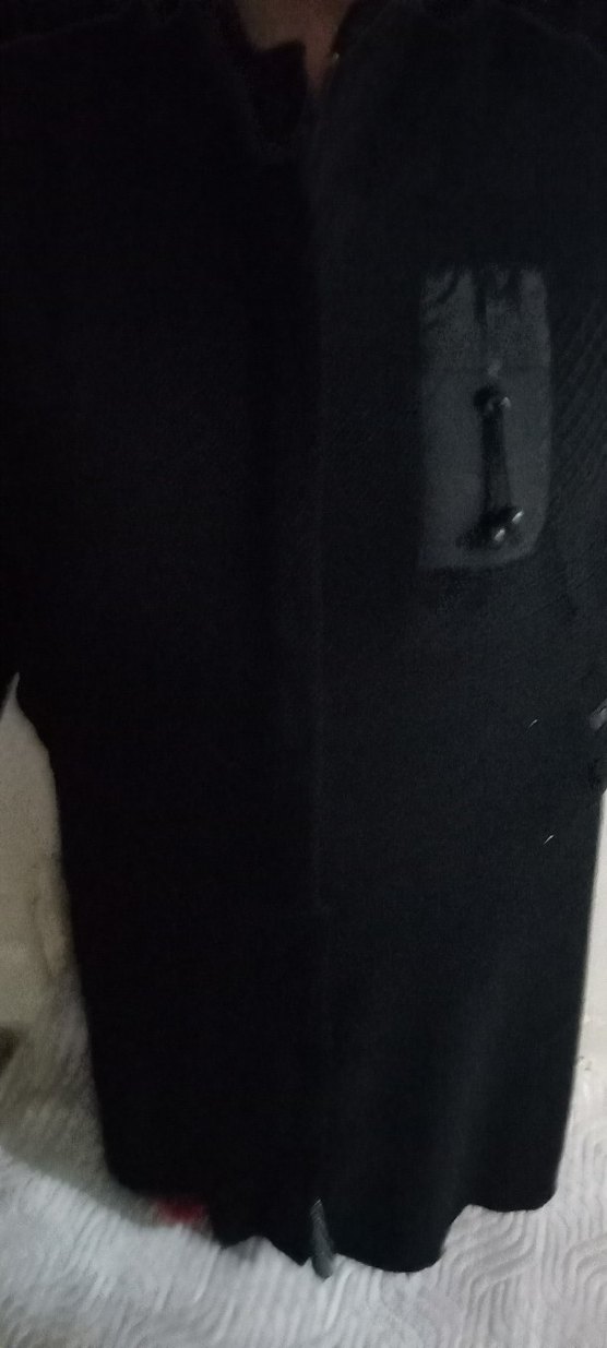 fermuarlı Siyah Kadın Uzun Yün Kaban - Görsel 4