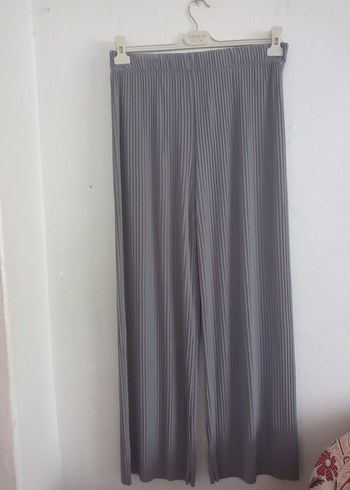 Diğer Gri Pilili Kadın bol paça Pantolon