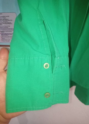 Diğer Yeşil V Yaka Oversize Gömlek