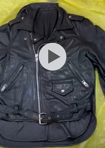 Siyah Kemerli Biker Deri Ceket