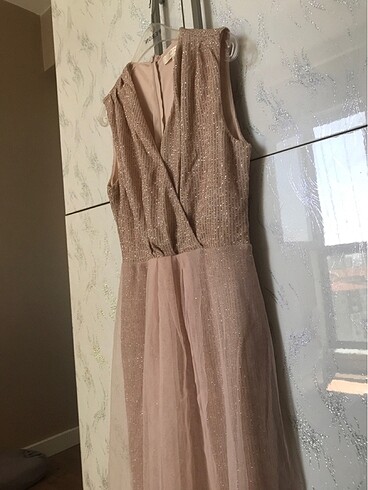 Simli, tüllü, astarlı  çok şık mezuniyet elbisesi - Görsel 4